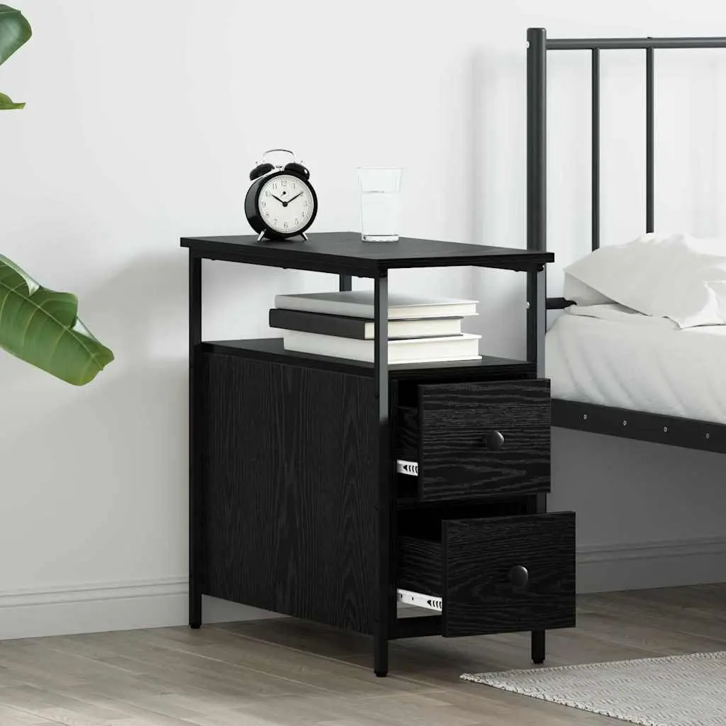 Bedside Cabinet Black 30 x 60 x 60 cm Engineered Wood Modern Storage Drawer