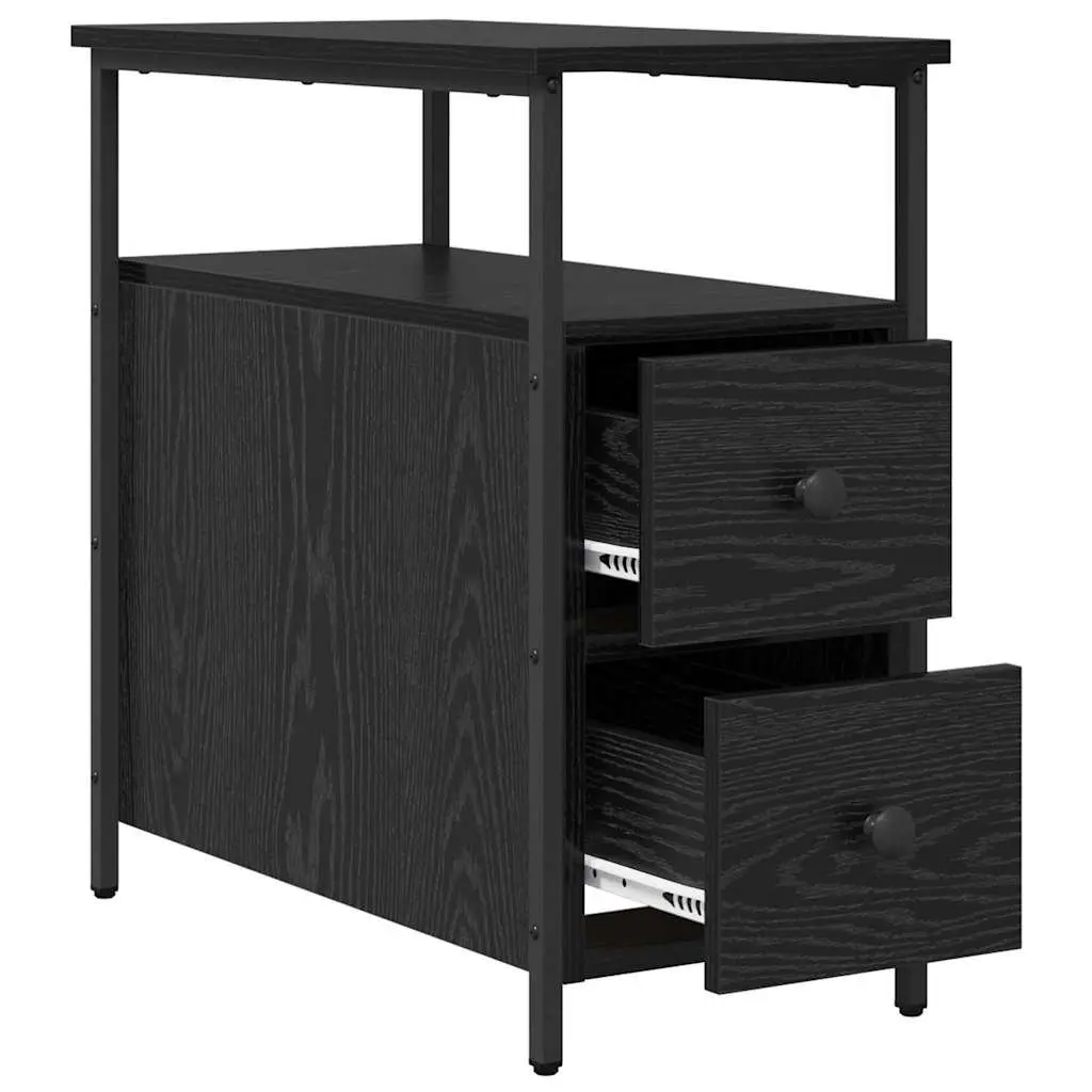 Bedside Cabinet Black 30 x 60 x 60 cm Engineered Wood Modern Storage Drawer