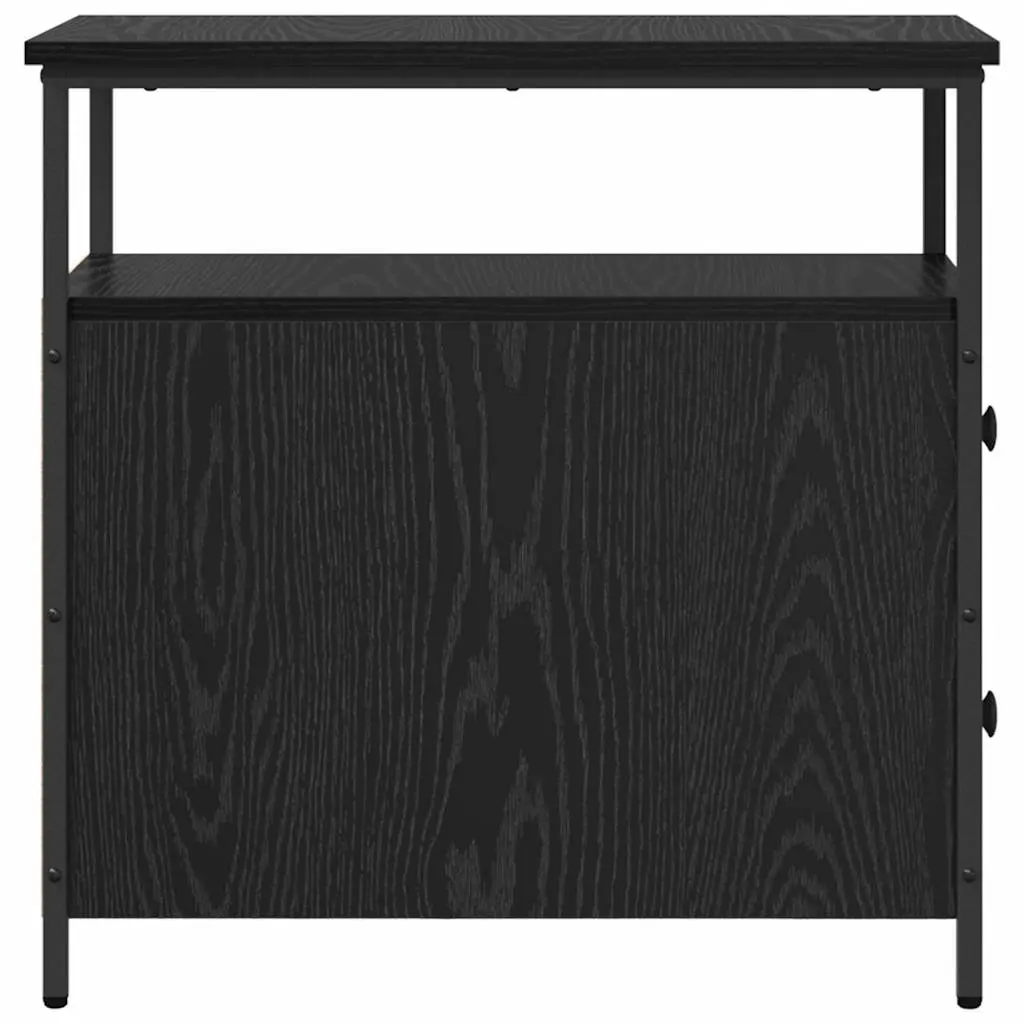 Bedside Cabinet Black 30 x 60 x 60 cm Engineered Wood 2 Pieces Storage Shelf Drawer
