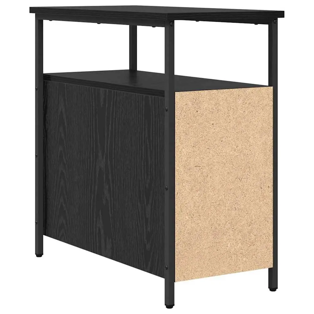 Bedside Cabinet Black 30 x 60 x 60 cm Engineered Wood 2 Pieces Storage Shelf Drawer