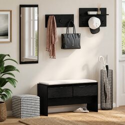 4-Piece Black Oak Hallway Furniture Set with Storage