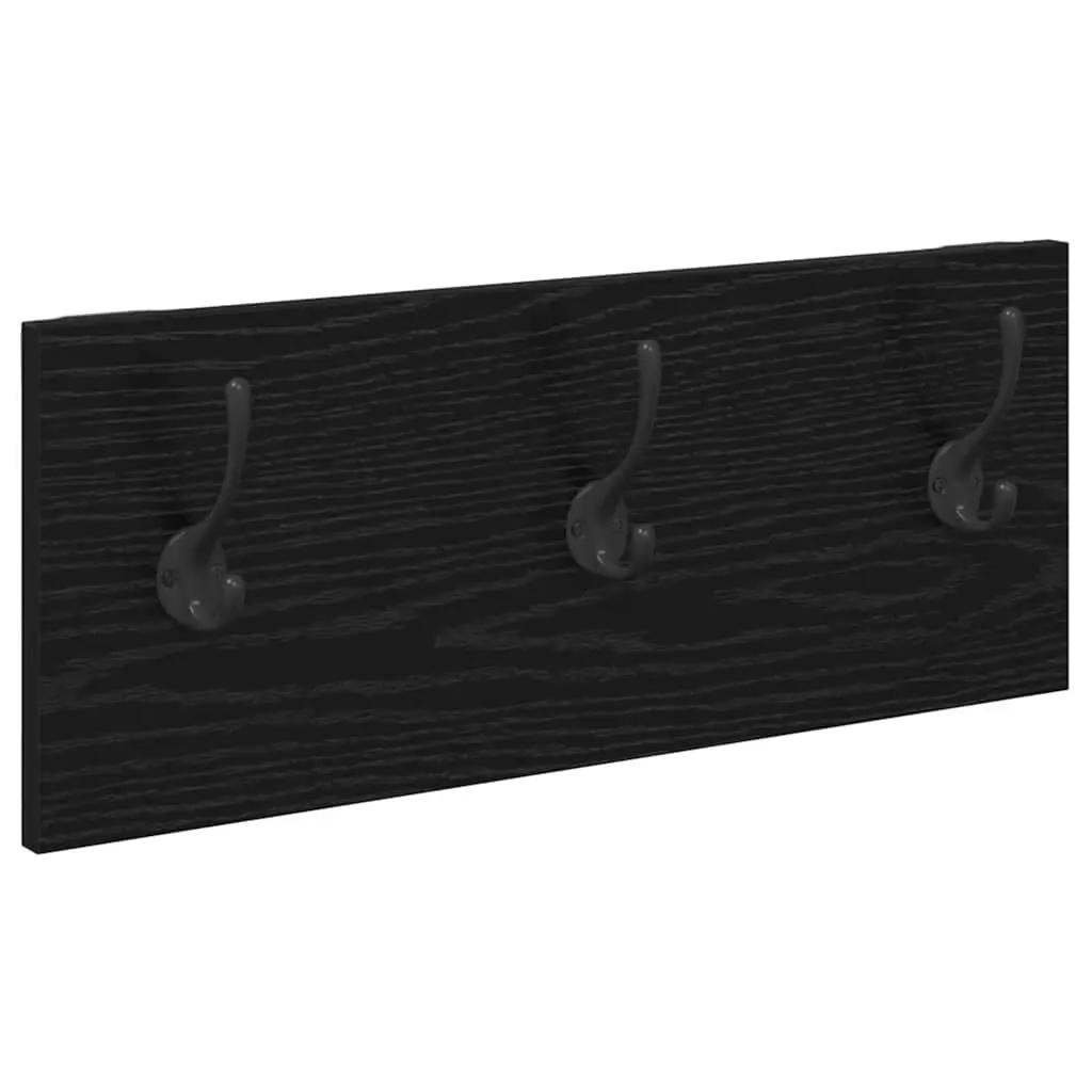 Hallway Furniture Set 4 Piece Storage Bench Mirror Coat Racks Black Oak Entryway