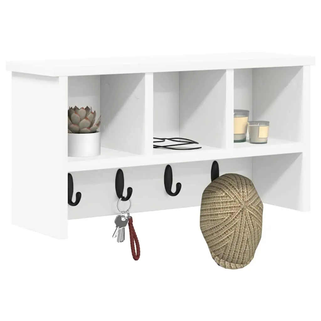 Wall-Mounted Coat Rack White Modern Minimalist 50 x 16 x 26 cm Engineered Wood