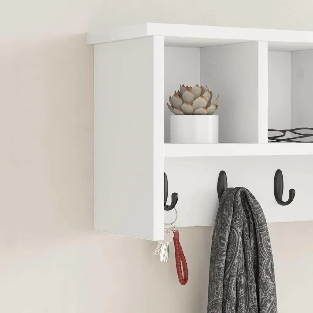 Wall-Mounted Coat Rack White Modern Minimalist 50 x 16 x 26 cm Engineered Wood