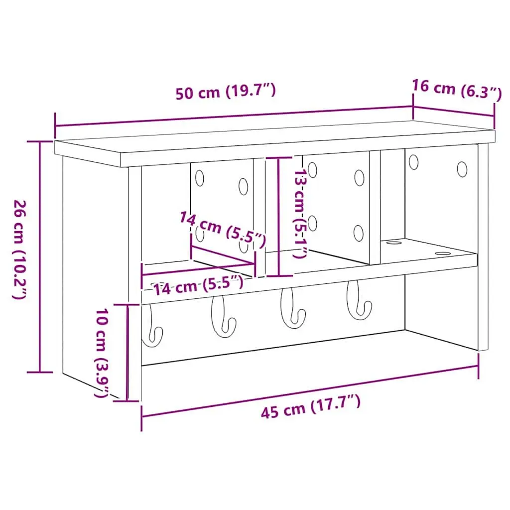 Wall-Mounted Coat Rack White Modern Minimalist 50 x 16 x 26 cm Engineered Wood