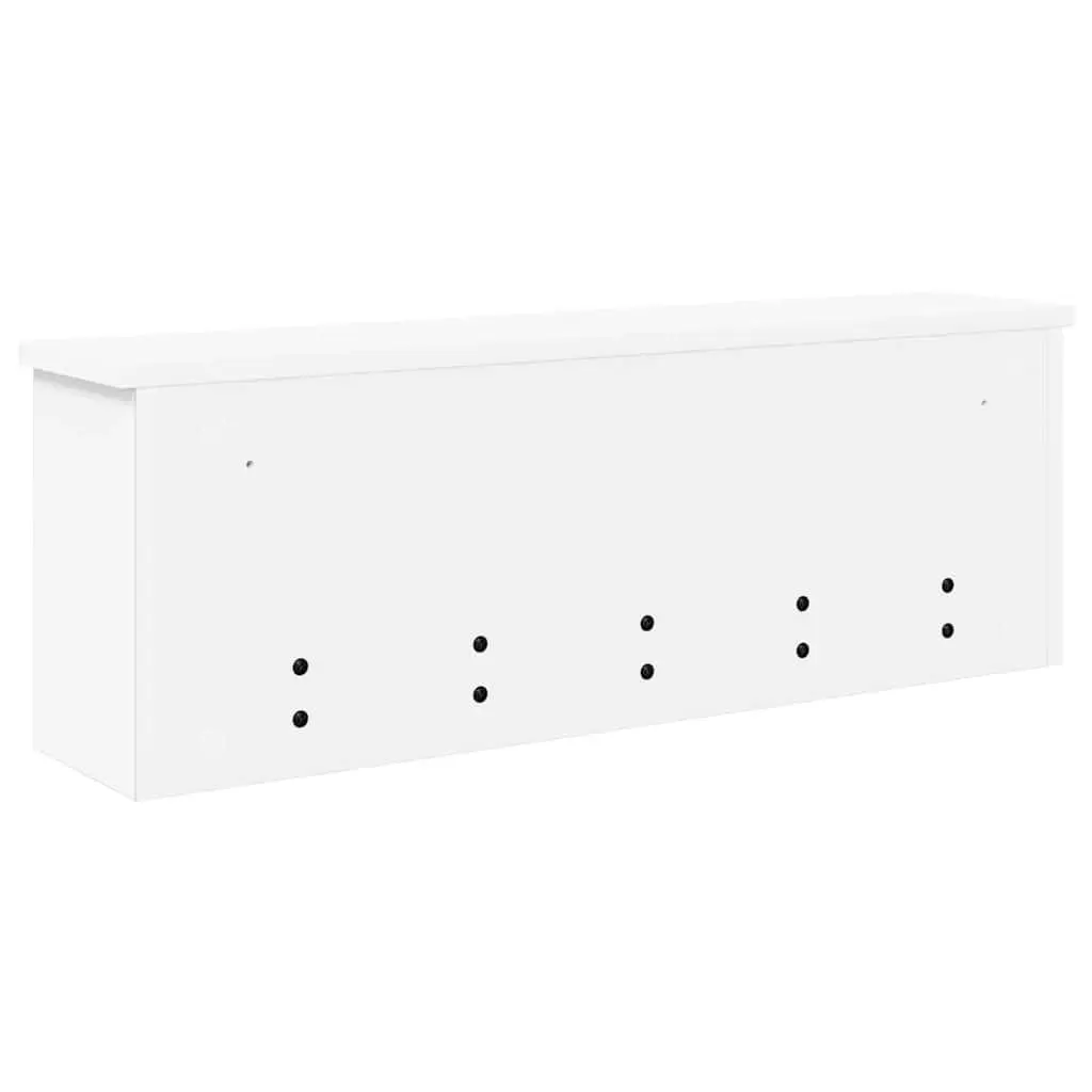 Wall-Mounted Coat Rack White Engineered Wood Hallway Entryway Shelf Hooks