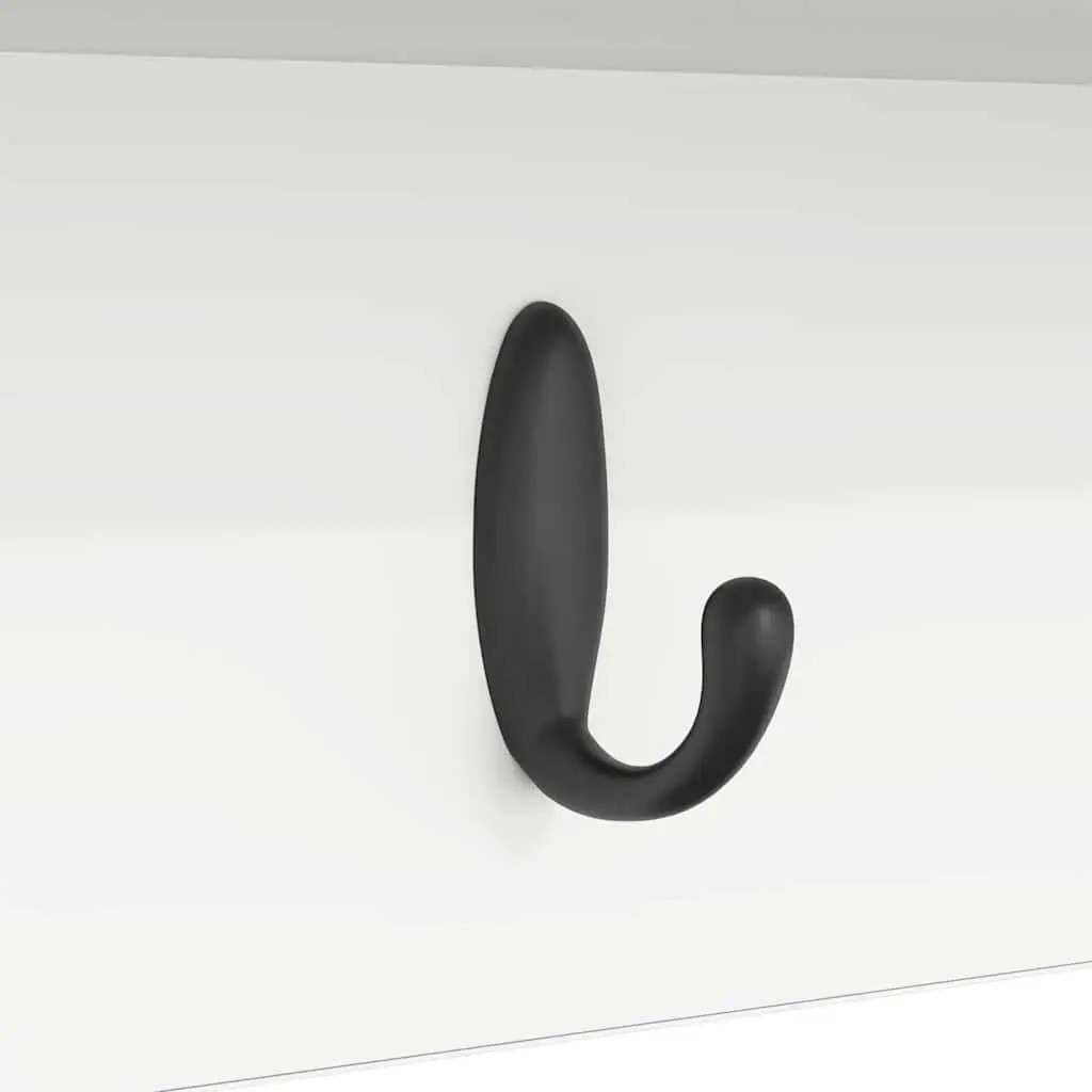 Wall-Mounted Coat Rack White Engineered Wood Hallway Entryway Shelf Hooks