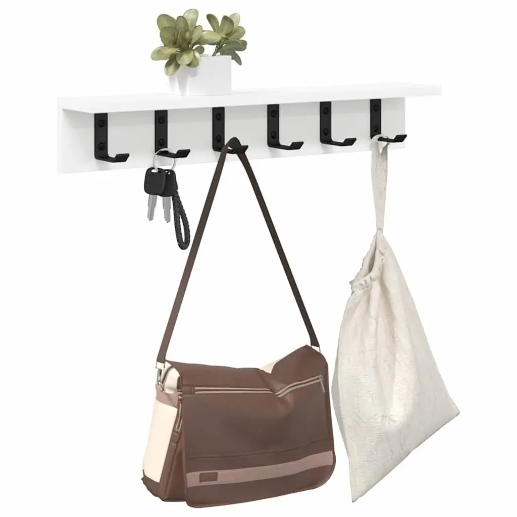Wall-Mounted Coat Rack White 60cm Engineered Wood