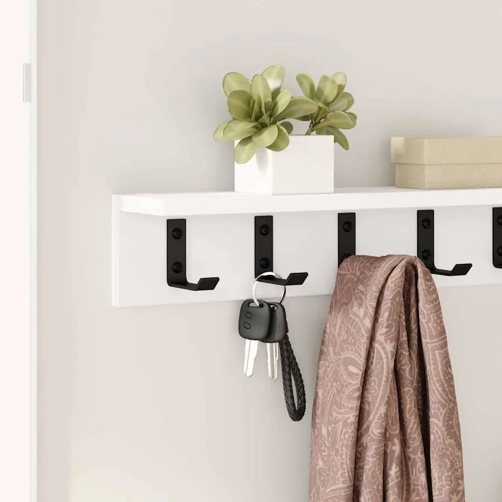 Wall-Mounted Coat Rack White 60cm Engineered Wood