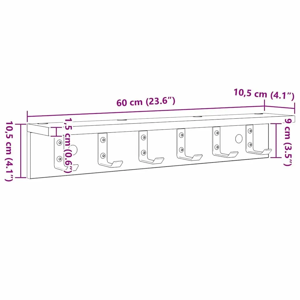 Wall-Mounted Coat Rack White 60cm Engineered Wood