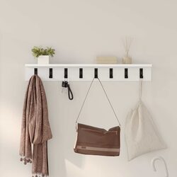 Wall-Mounted Coat Rack Organizer White Hallway Storage Hooks Shelves Modern