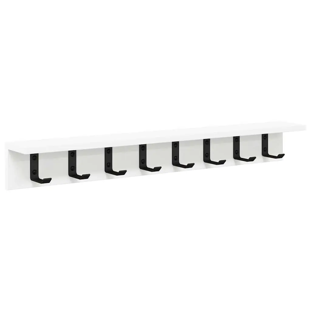 Wall-Mounted Coat Rack Organizer Modern White Engineered Wood 80 x 10.5 x 10.5 cm