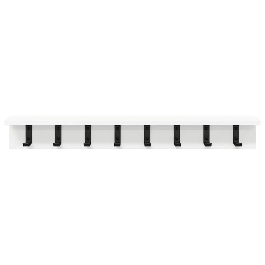 Wall-Mounted Coat Rack Organizer Modern White Engineered Wood 80 x 10.5 x 10.5 cm