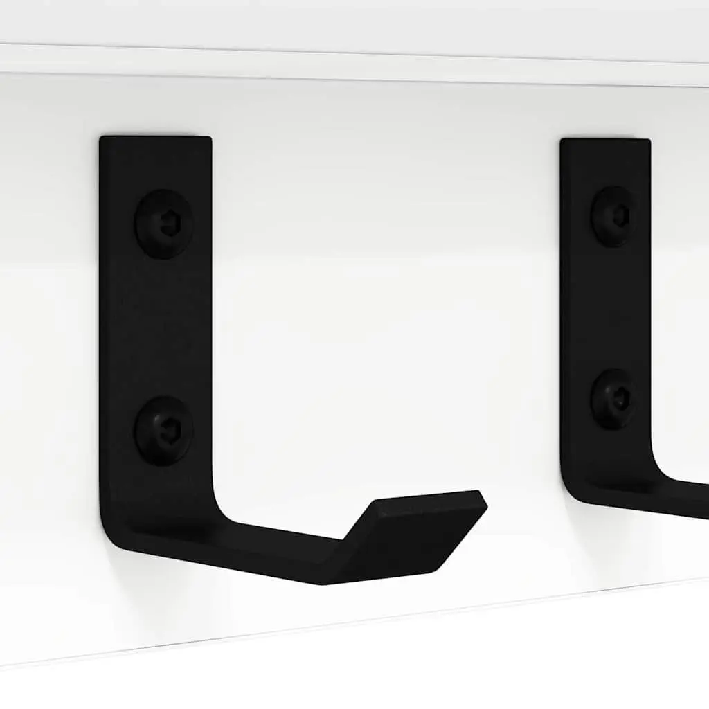 Wall-Mounted Coat Rack Organizer Modern White Engineered Wood 80 x 10.5 x 10.5 cm