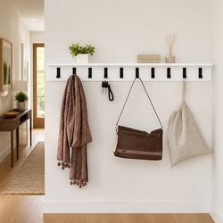 Cozy White Wall-Mounted Coat Rack with Shelves 100cm