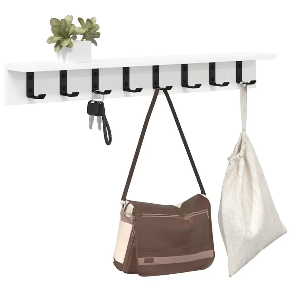 Wall-Mounted Coat Rack White 100cm Engineered Wood