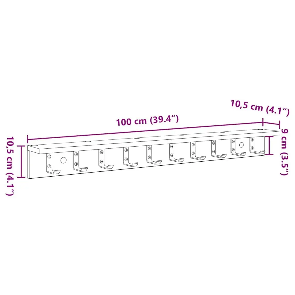 Wall-Mounted Coat Rack White 100cm Engineered Wood