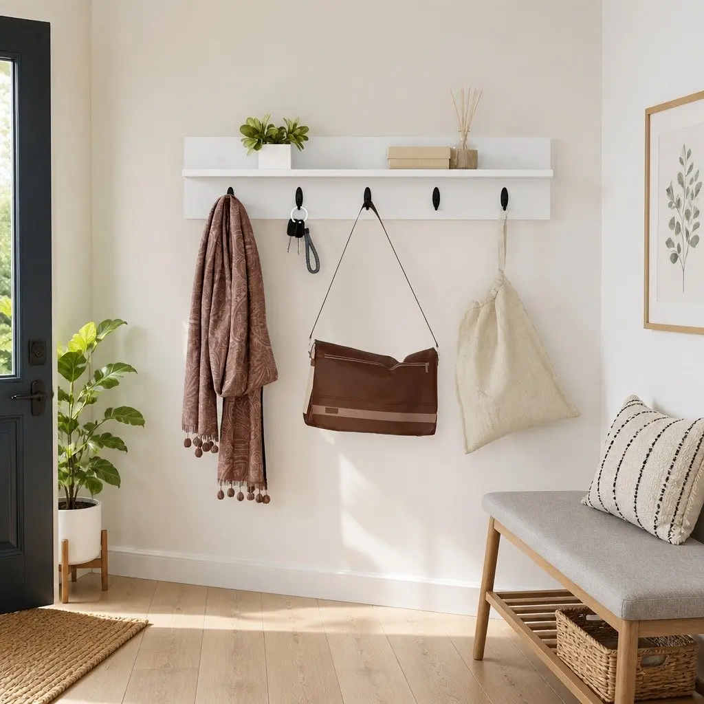 Wall-Mounted Coat Rack White 80cm Engineered Wood