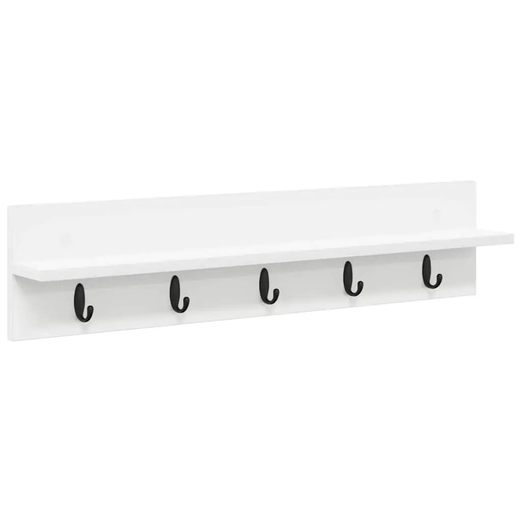 Wall-Mounted Coat Rack White 80cm Engineered Wood