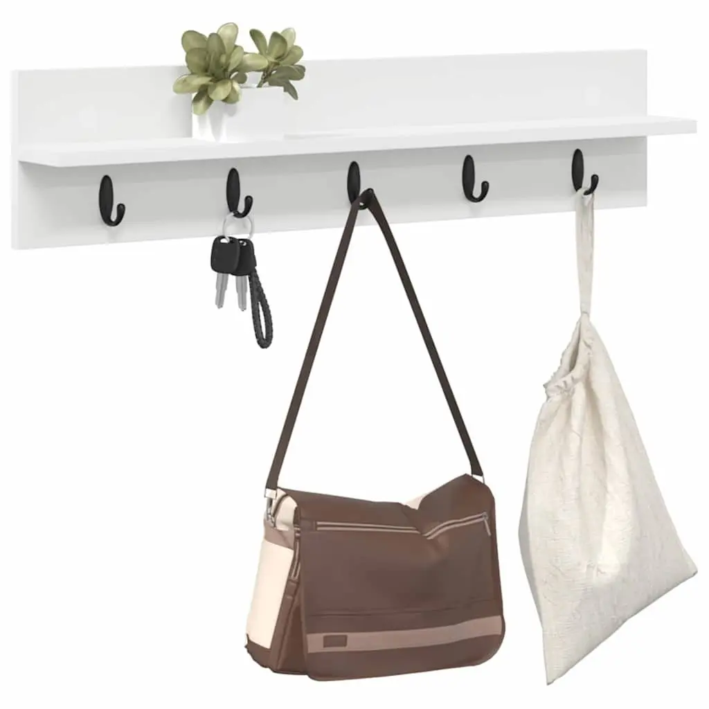 Wall-Mounted Coat Rack White 80cm Engineered Wood