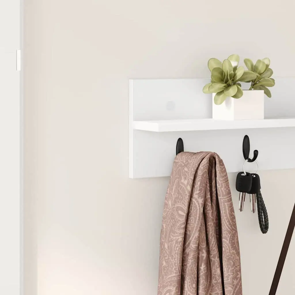 Wall-Mounted Coat Rack White 80cm Engineered Wood