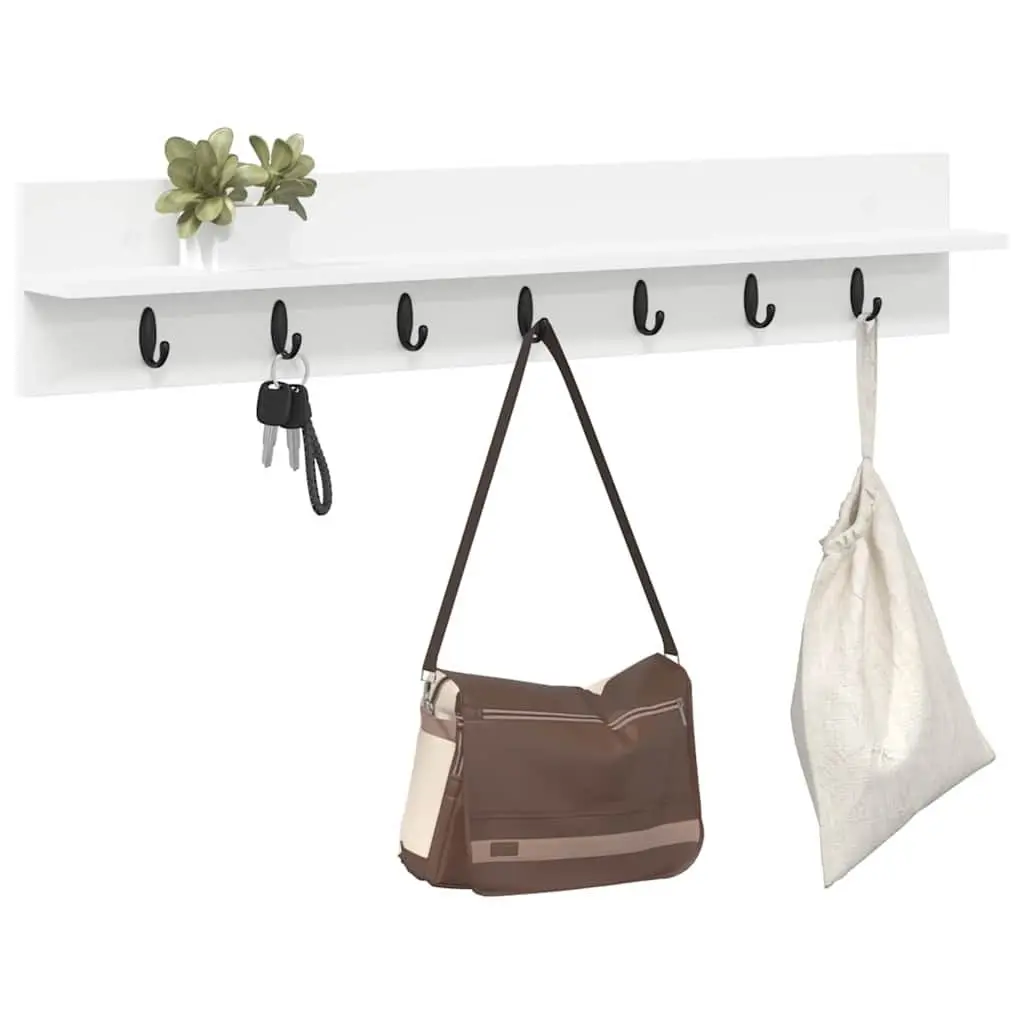 Wall-Mounted Coat Rack White Modern 100 x 10.5 x 18 cm Engineered Wood