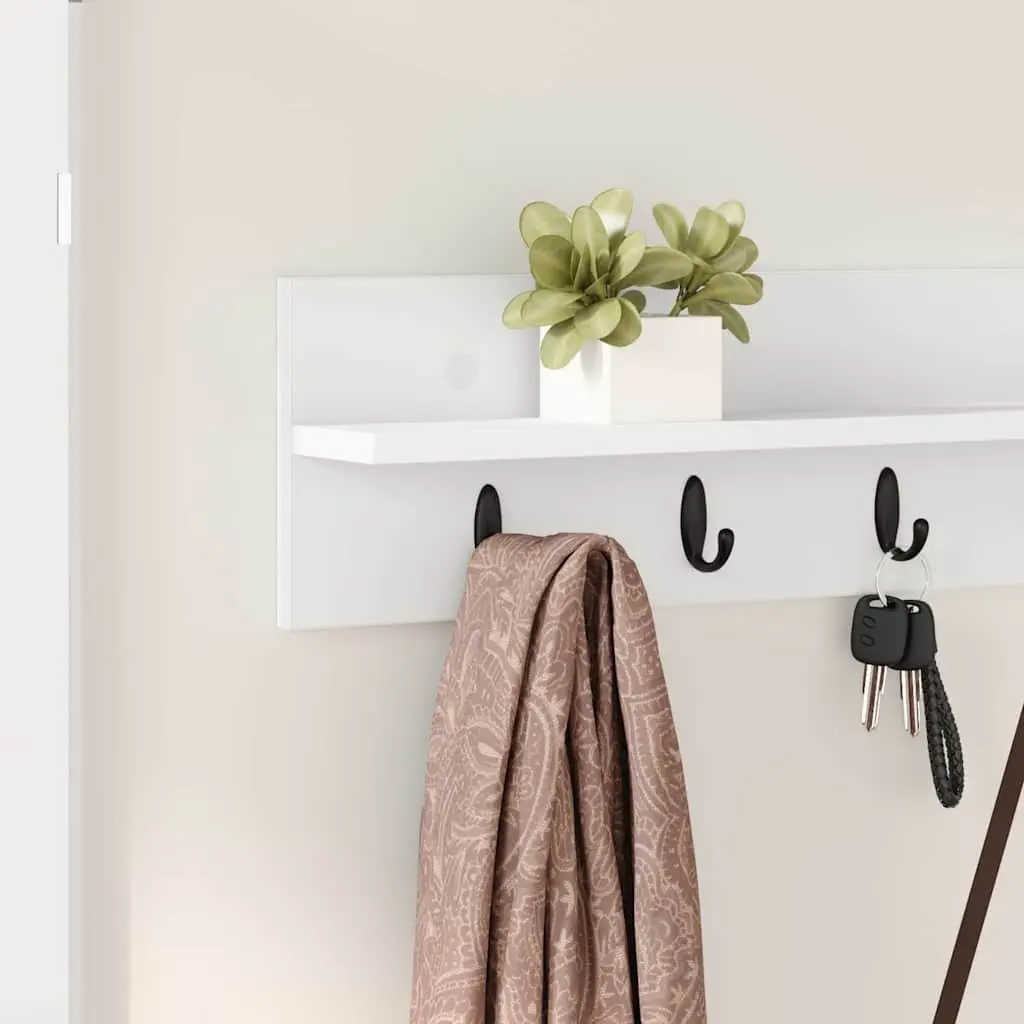 Wall-Mounted Coat Rack White Modern 100 x 10.5 x 18 cm Engineered Wood
