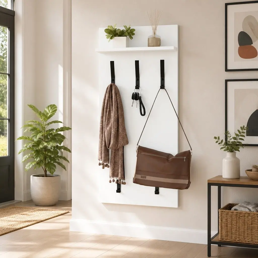 Coat Rack Wall Mounted White Engineered Wood Storage 40x10x90cm Hallway Entryway