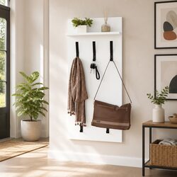 Elegant White Engineered Wood Wall-Mounted Coat Rack