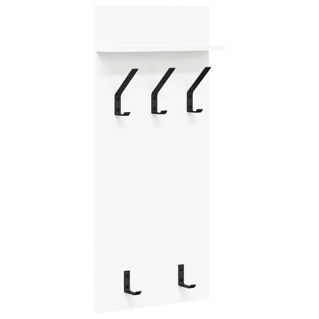Coat Rack Wall Mounted White Engineered Wood Storage 40x10x90cm Hallway Entryway