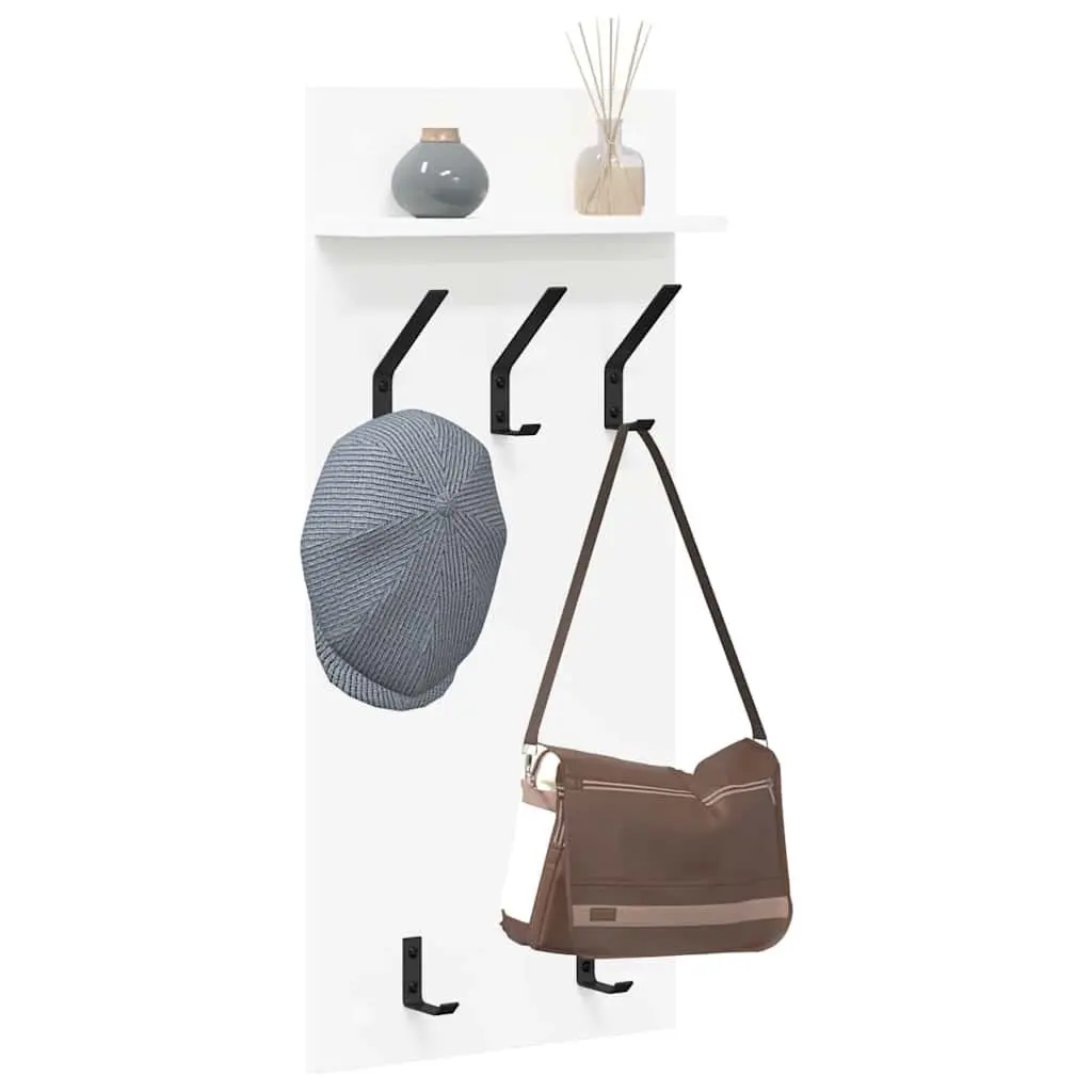 Coat Rack Wall Mounted White Engineered Wood Storage 40x10x90cm Hallway Entryway