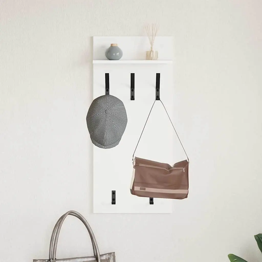 Coat Rack Wall Mounted White Engineered Wood Storage 40x10x90cm Hallway Entryway