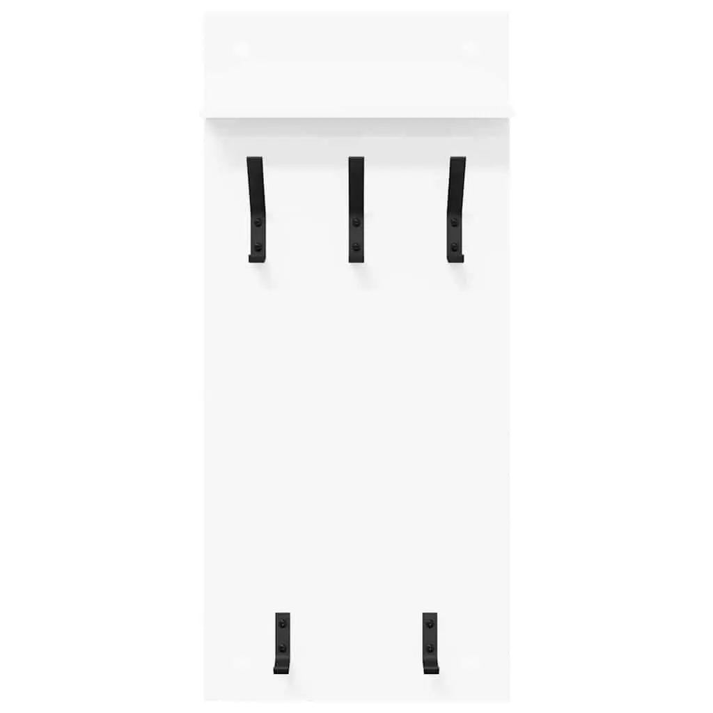 Coat Rack Wall Mounted White Engineered Wood Storage 40x10x90cm Hallway Entryway
