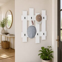 Stylish White Wall-Mounted Coat Rack for Entryways