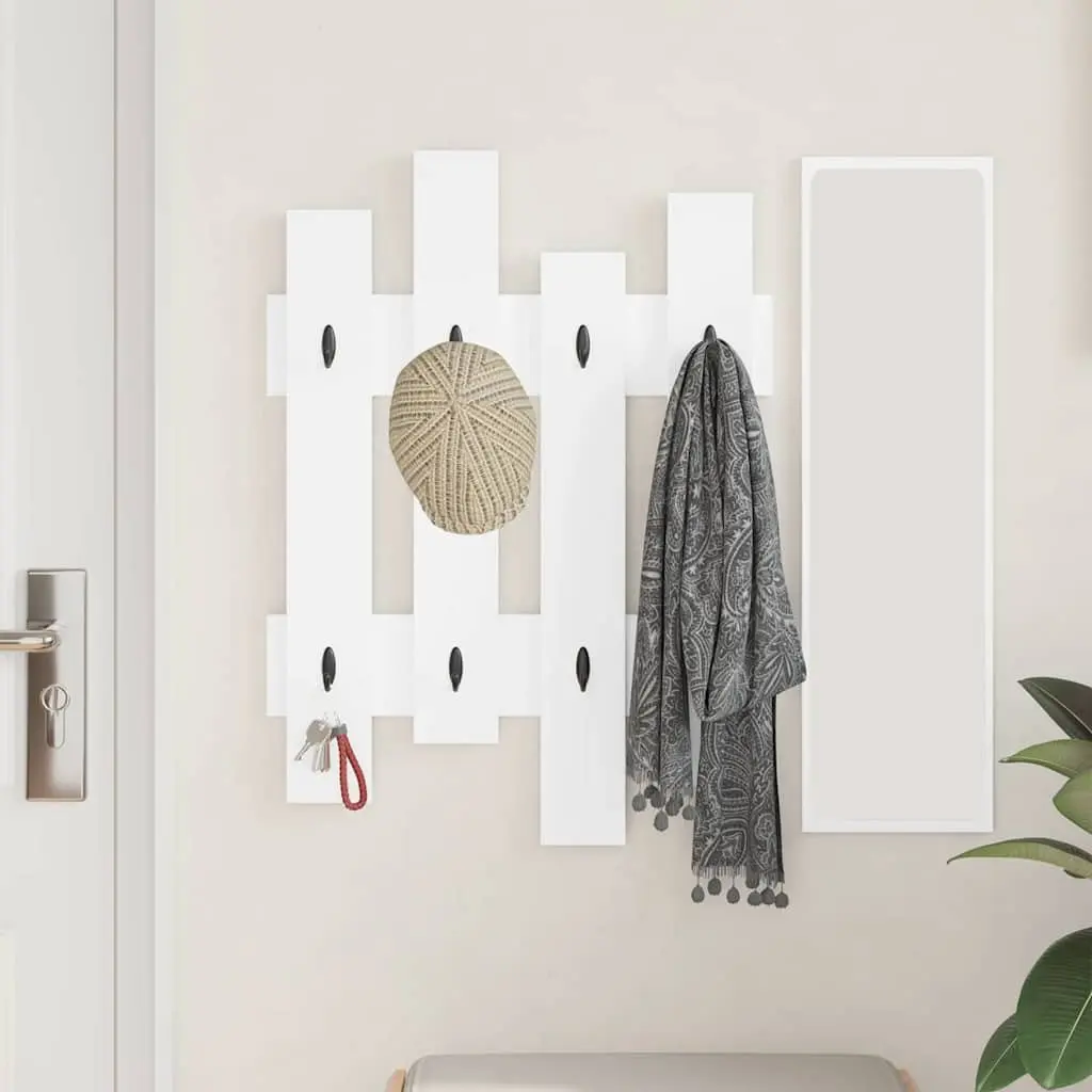 Wall-Mounted Coat Rack Modern White 60x82cm Engineered Wood