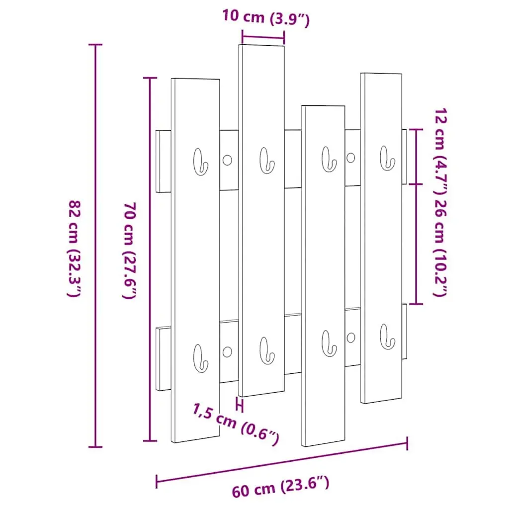 Wall-Mounted Coat Rack Modern White 60x82cm Engineered Wood