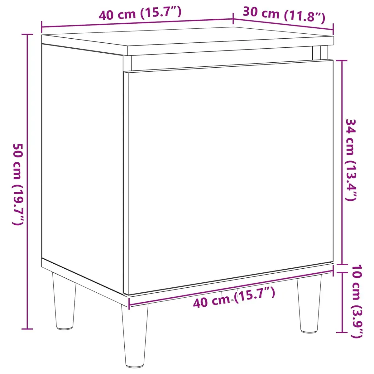 Bedside Cabinet Black Oak 40 x 30 x 50 cm Modern Engineered Wood Nightstand