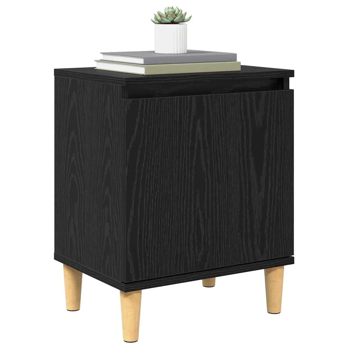 Bedside Cabinet Black Oak 40 x 30 x 50 cm Modern Engineered Wood Nightstand