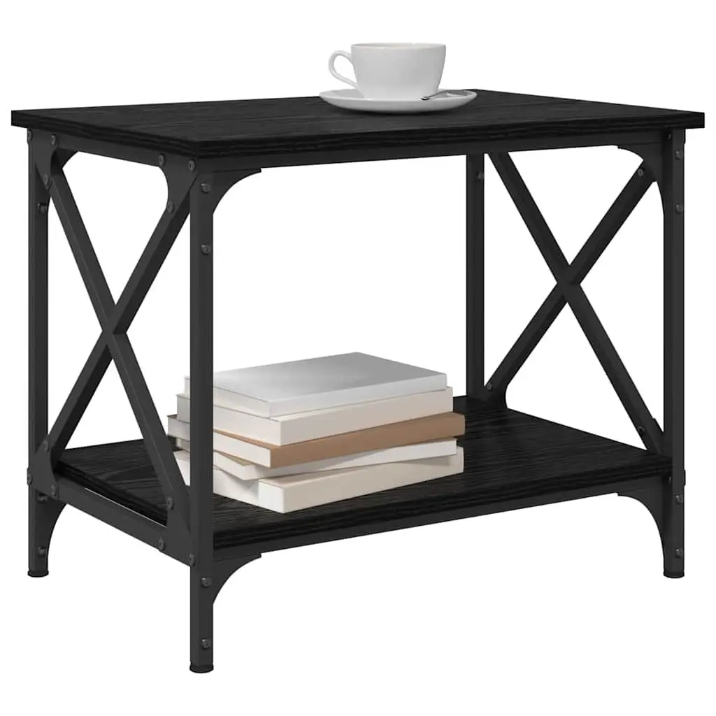 Coffee Table Black Oak 55cm Engineered Wood Steel Frame Indoor Living Room Accent Table