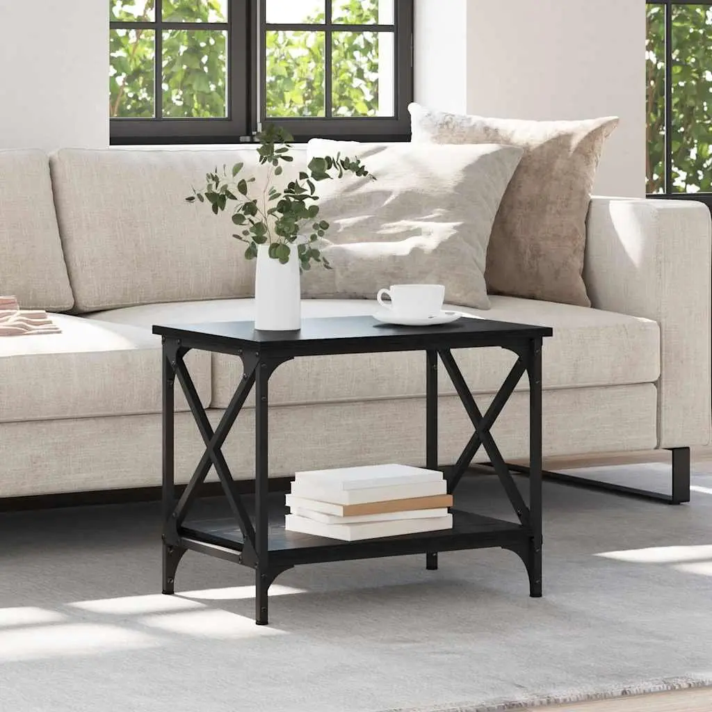 Coffee Table Black Oak 55cm Engineered Wood Steel Frame Indoor Living Room Accent Table