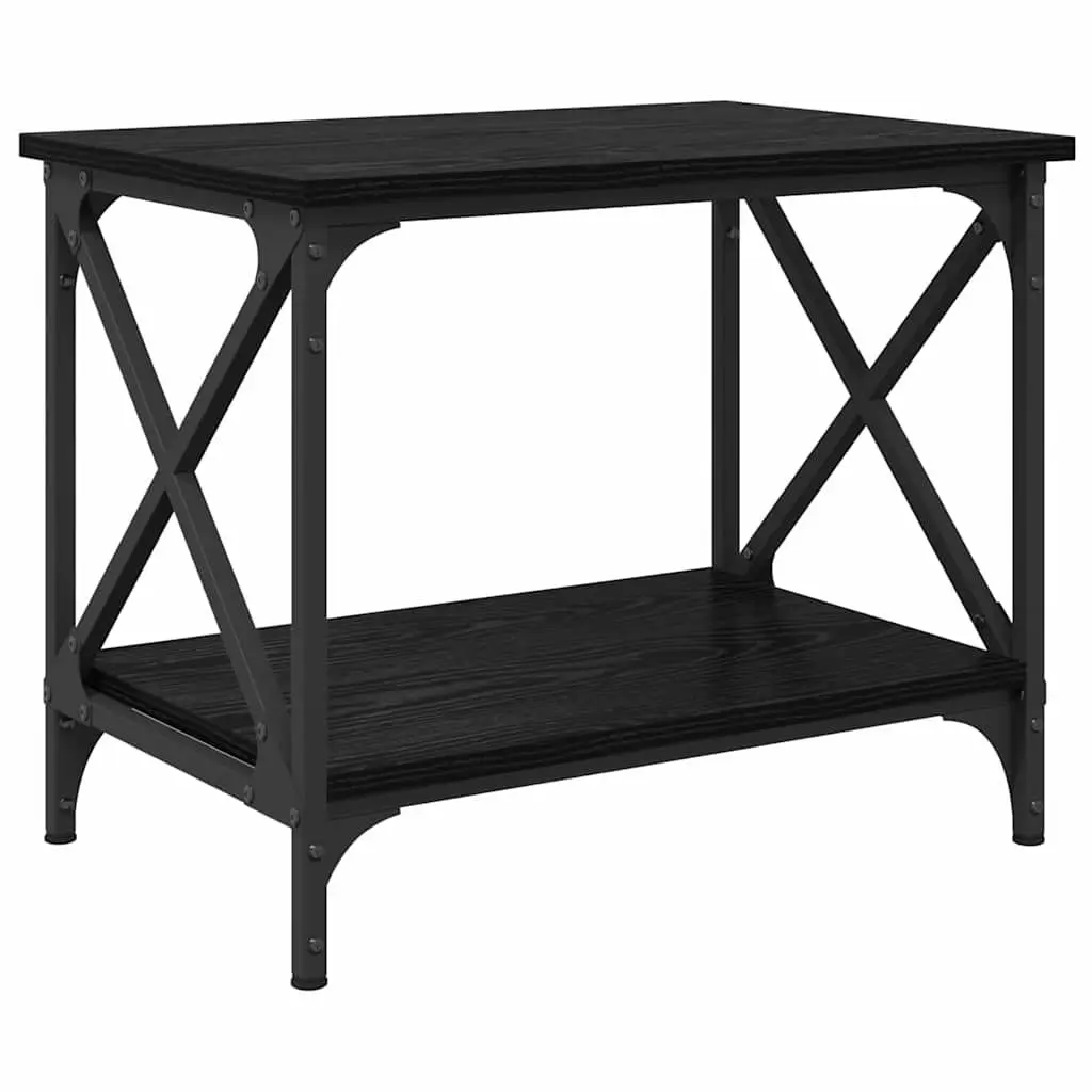 Coffee Table Black Oak 55cm Engineered Wood Steel Frame Indoor Living Room Accent Table