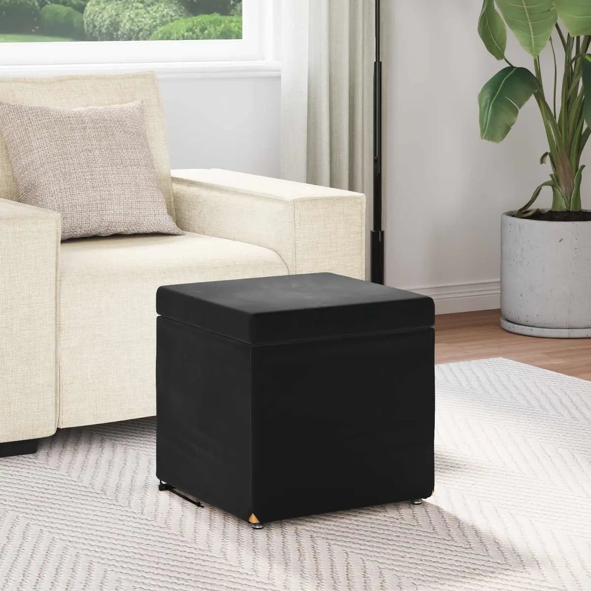 Black Velvet Backless Bar Stool for Dining