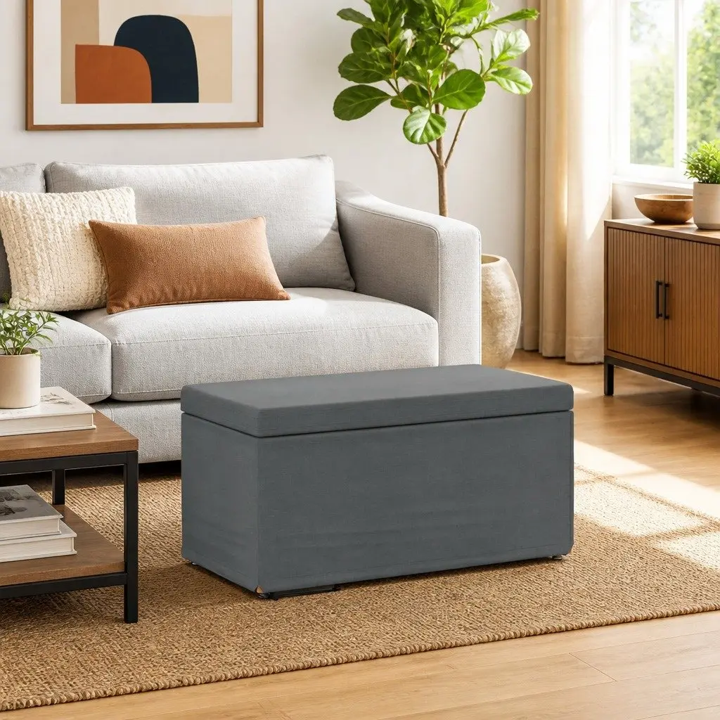 Grey Backless Bar Stool with Soft Fabric Cushion