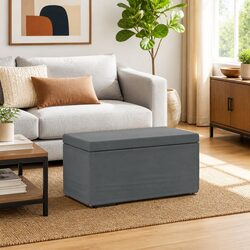 Grey Backless Bar Stool with Soft Fabric Cushion