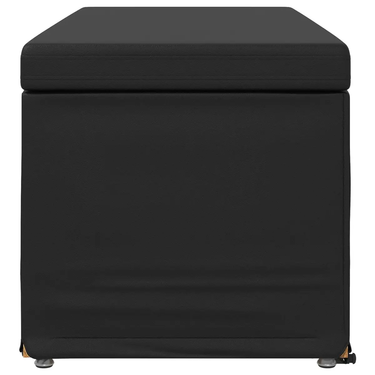 Backless Black Bar Stool with Faux Leather Seat