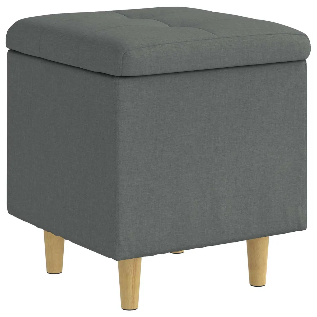 Grey Tufted Storage Ottoman with Hidden Compartment
