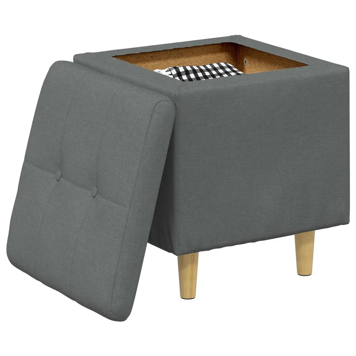 Grey Tufted Storage Ottoman with Hidden Compartment