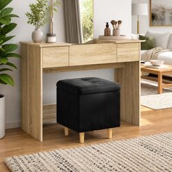 Tufted Black Storage Ottoman with Cushion and Hidden Compartment