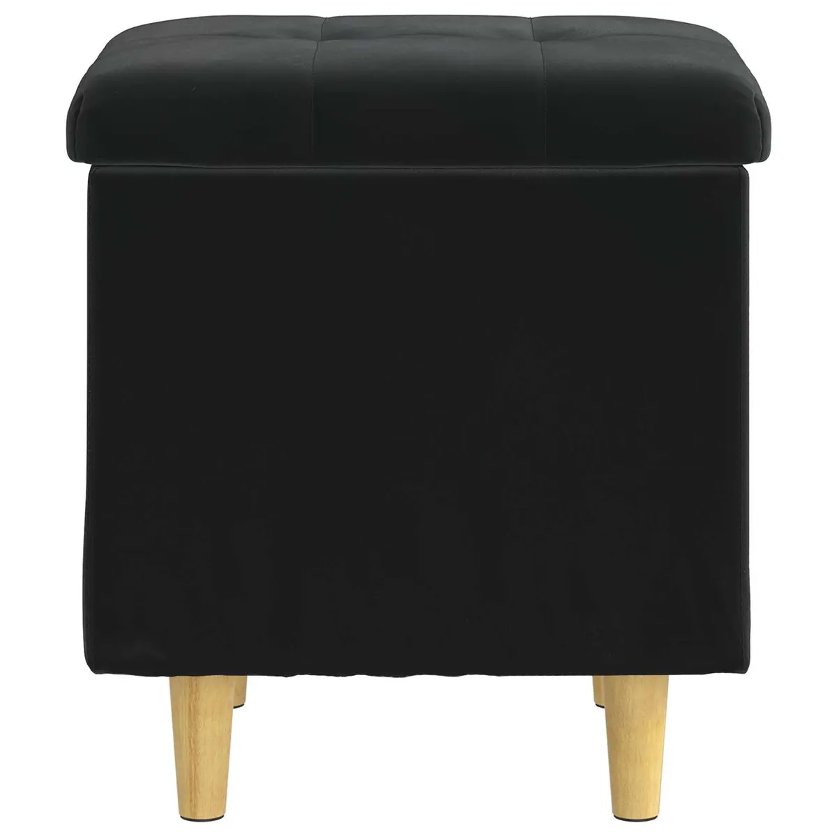 Storage Ottoman with Cushion Black Tufted Design Hidden Compartment Footrest