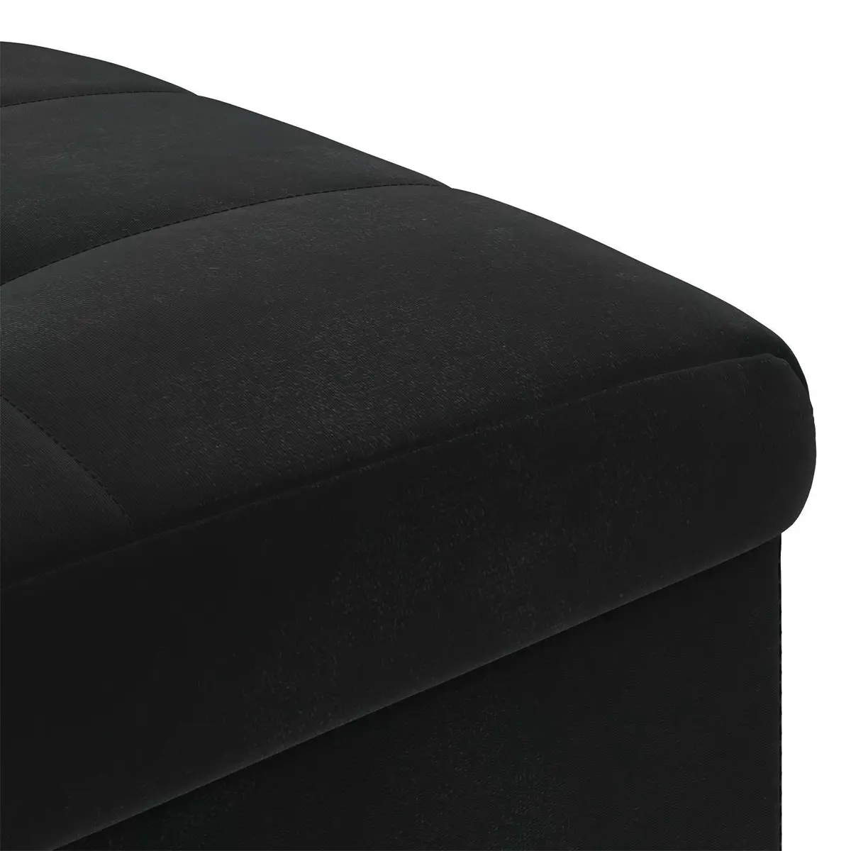 Storage Ottoman with Cushion Black Tufted Design Hidden Compartment Footrest